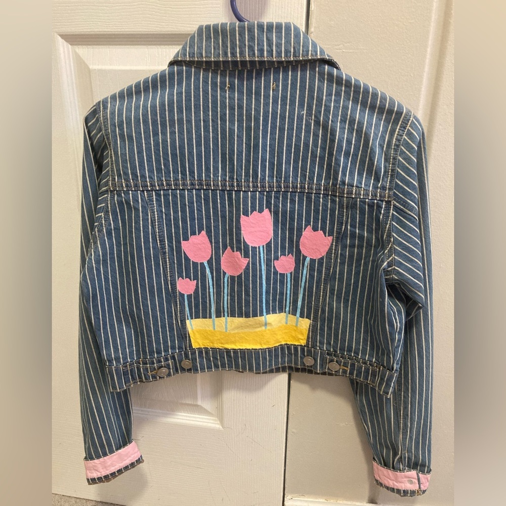 Hand Painted Striped Jean Jacket